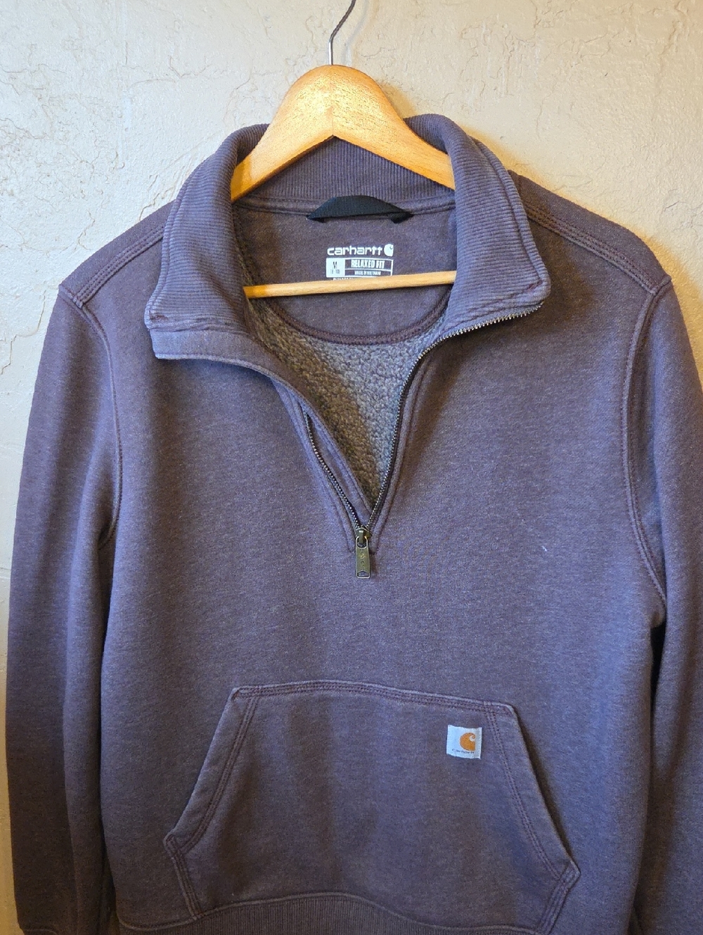 Carhartt Quarter Zip Pullover Sweatshirt Relaxed Fit Medium Purple  Hoodie Sz M